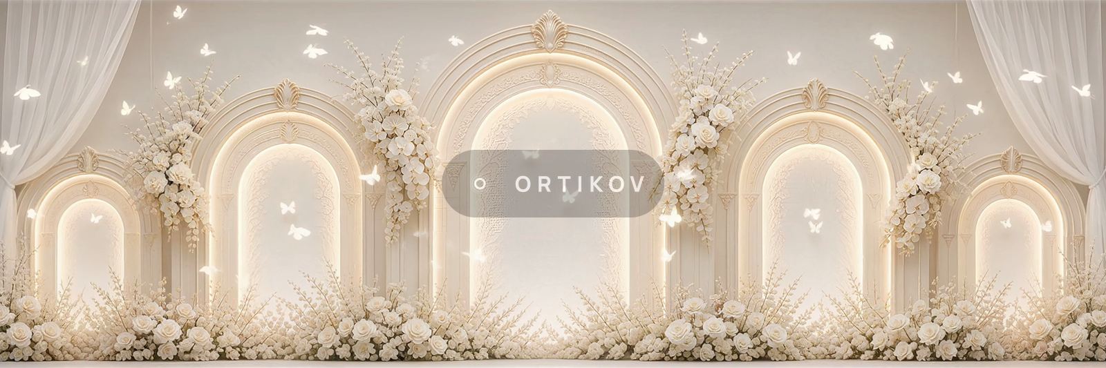 Glowing Arches with Butterflies