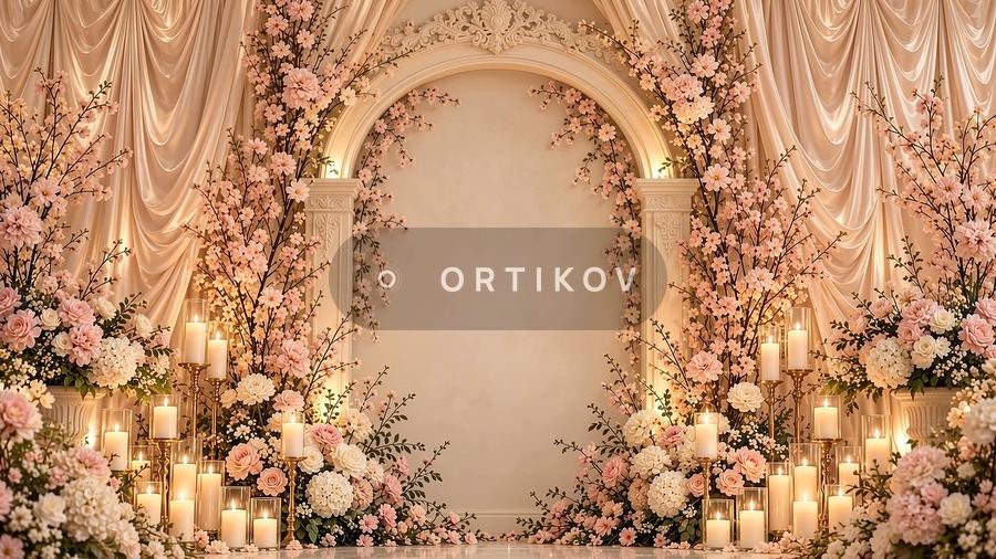 Cherry Blossom Arch and Candles