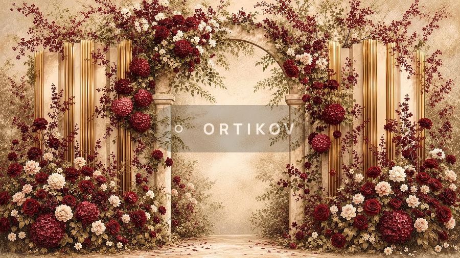 Arch in Burgundy Roses