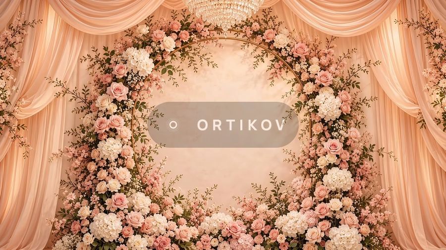 Peach Rose Wreath