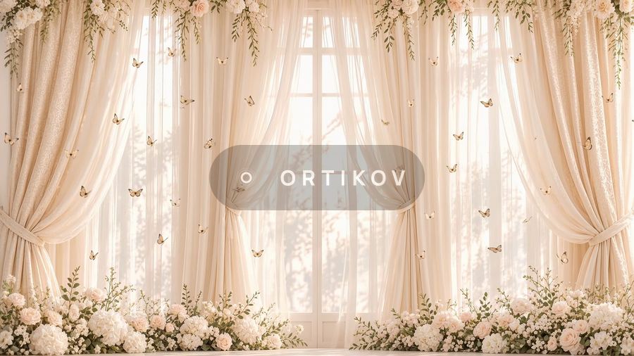 Peach Curtains and Window