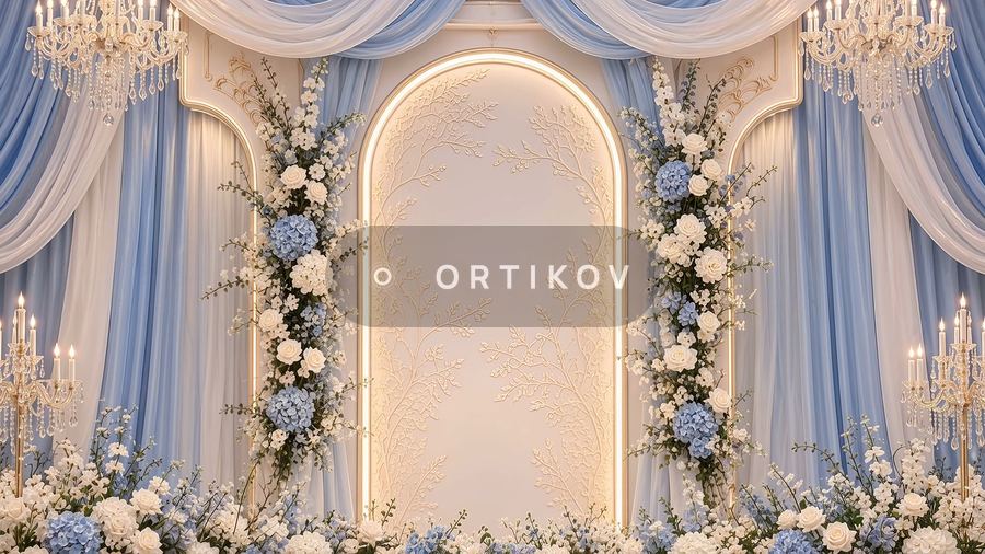Blue Arch with Hydrangeas