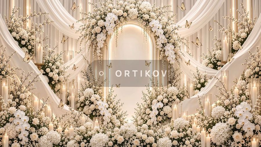 Arch in Candles and Flowers