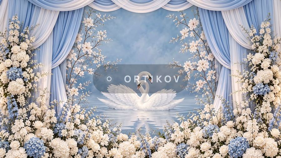 Swans in Flowers
